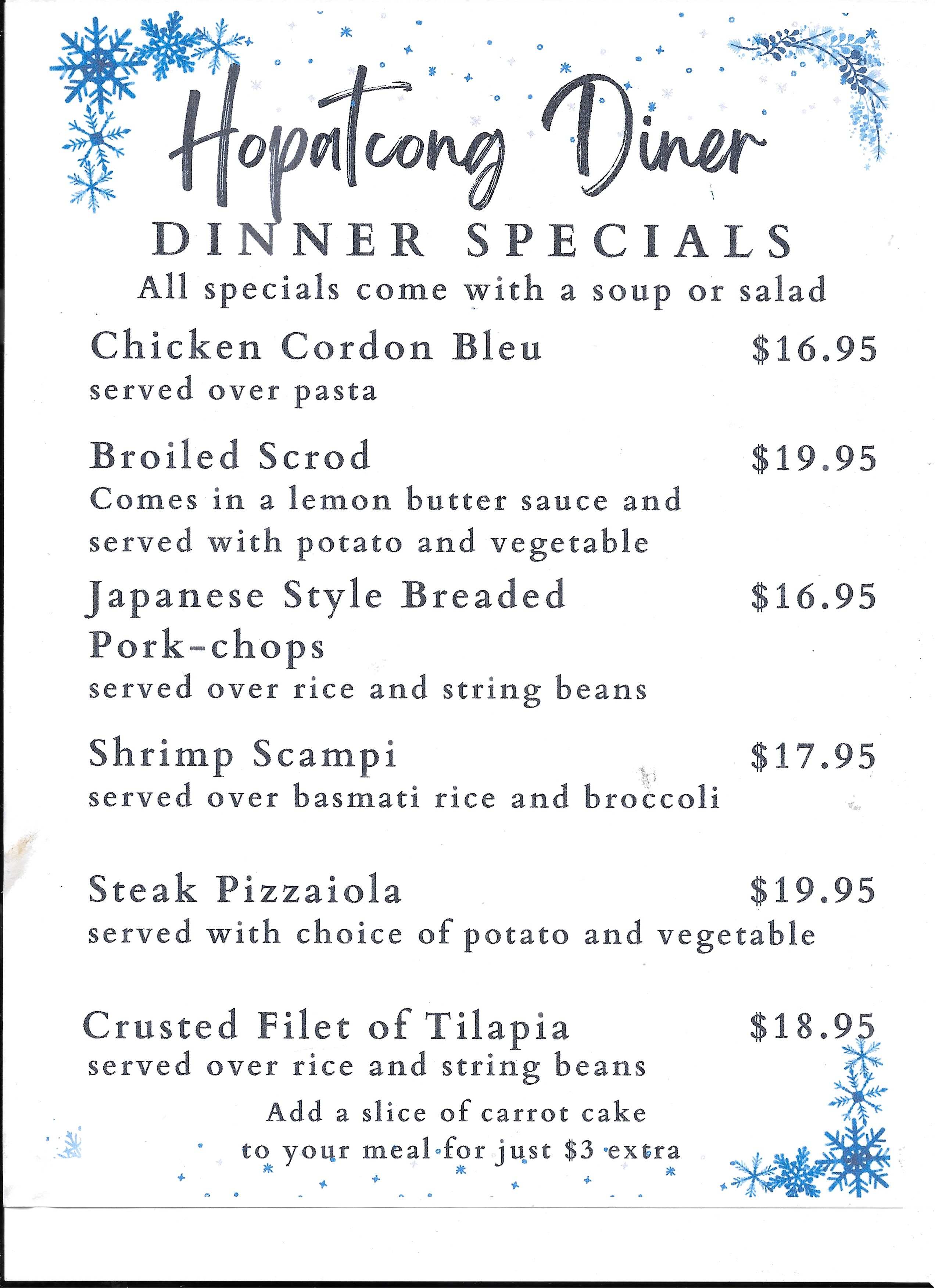 hopatcong diner dinner specials 2